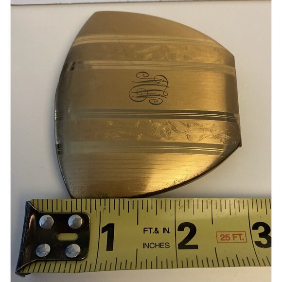 Vintage Elgin American Compact Gold Tone Monogrammed Triangular Shape 1950's - Picture 11 of 12